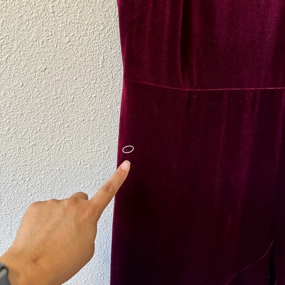 Karl Lagerfeld Velour Velvet Ruffle Hem Red Sheath Dress Sz 8 - Picture 3 of 14